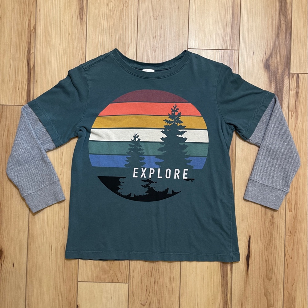 Hanna Andersson Long Sleeve Graphic T-Shirt Grey Size 8